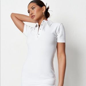 Missguided white ribbed polo dress